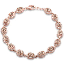 Load image into Gallery viewer, Sterling Silver Rose Gold Plated Oval Morganite And Cubic Zirconia Bracelet
