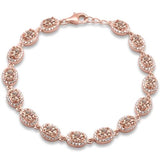 Sterling Silver Rose Gold Plated Oval Morganite And Cubic Zirconia Bracelet