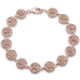 Sterling Silver Rose Gold Plated Halo Morganite And Cubic Zirconia Bracelet