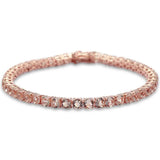 Sterling Silver Rose Gold Plated Round Morganite Cubic Zirconia BraceletAnd Width 4mm