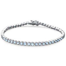 Load image into Gallery viewer, Sterling Silver Elegant Round Aquamarine Tennis Bracelet