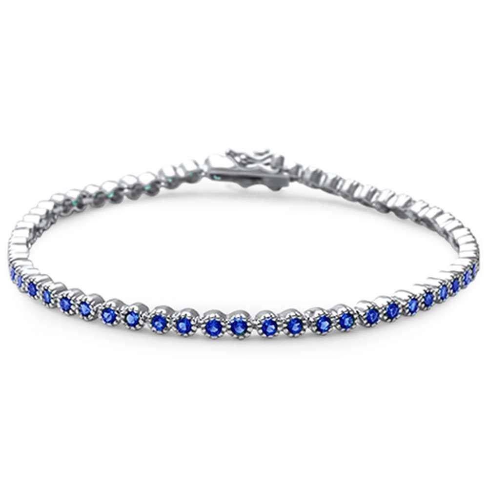 Sterling Silver Elegant Blue Sapphire .925 Tennis BraceletAnd Length 7 inch