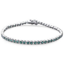 Load image into Gallery viewer, Sterling Silver Elegant Round Emerald .925 Tennis BraceletAnd Length 7 inch