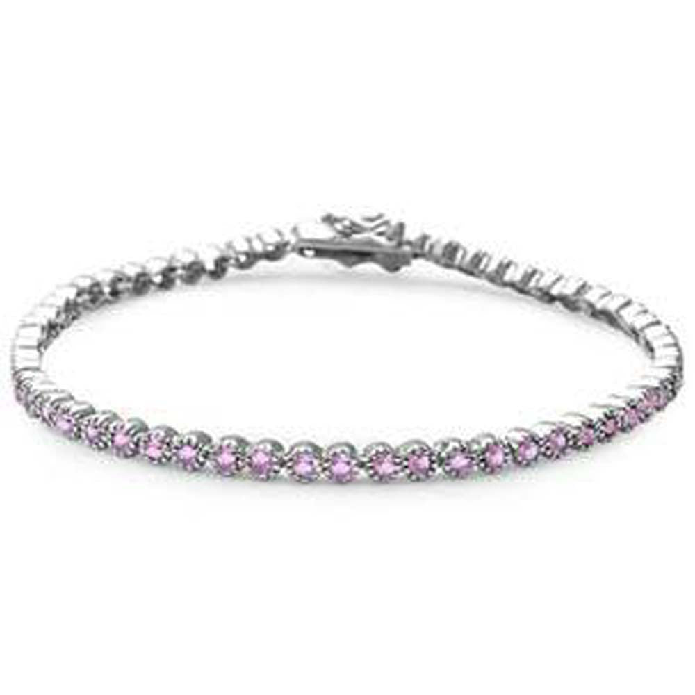 Sterling Silver Elegant Round Pink Topaz Tennis Bracelet