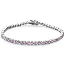 Load image into Gallery viewer, Sterling Silver Elegant Round Pink Topaz Tennis Bracelet
