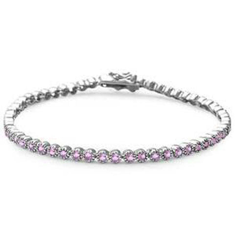 Sterling Silver Elegant Round Pink Topaz Tennis Bracelet