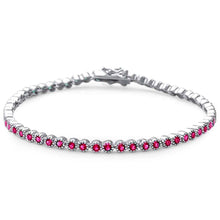 Load image into Gallery viewer, Sterling Silver Elegant Round Ruby .925 Tennis BraceletAnd Length 7 inch