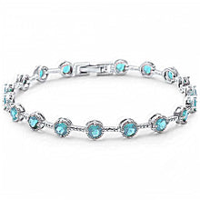 Load image into Gallery viewer, Sterling Silver Elegant Round Aquamarine Bracelet