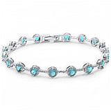 Sterling Silver Elegant Round Aquamarine Bracelet