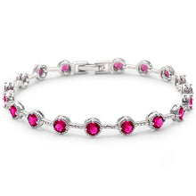 Load image into Gallery viewer, Sterling Silver Elegant Round Ruby .925 Tennis BraceletAnd Length 7 inch