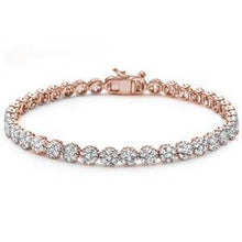 Load image into Gallery viewer, Sterling Silver Rose Gold Plated Elegant Round Cubic Zirconia Tennis Bracelet-7&quot; Length
