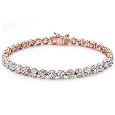 Sterling Silver Rose Gold Plated Elegant Round Cubic Zirconia Tennis Bracelet-7