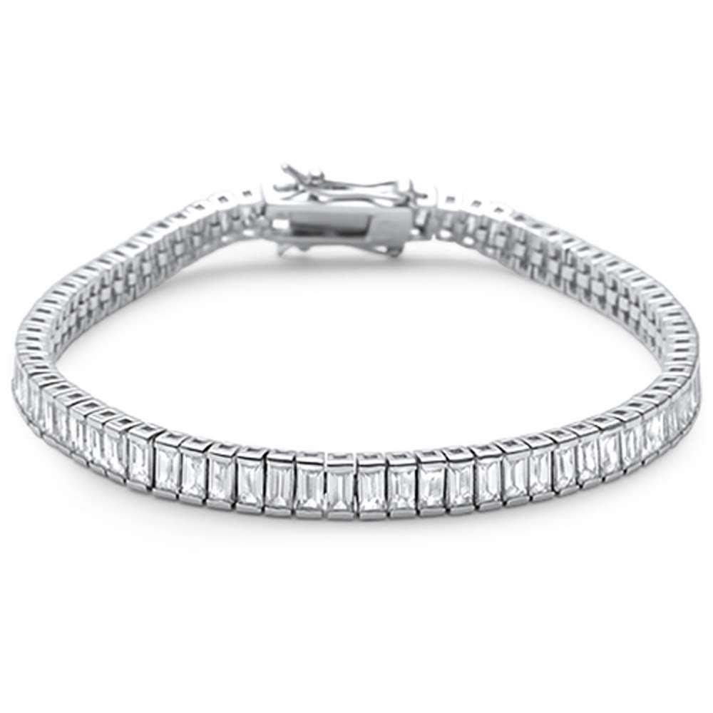 Sterling Silver Elegant Baguette Cubic Zirconia .925 Tennis BraceletAnd Length 7 inch