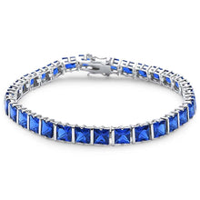 Load image into Gallery viewer, Sterling Silver Elegant Blue Sapphire .925 Tennis BraceletAnd Length 7 inch