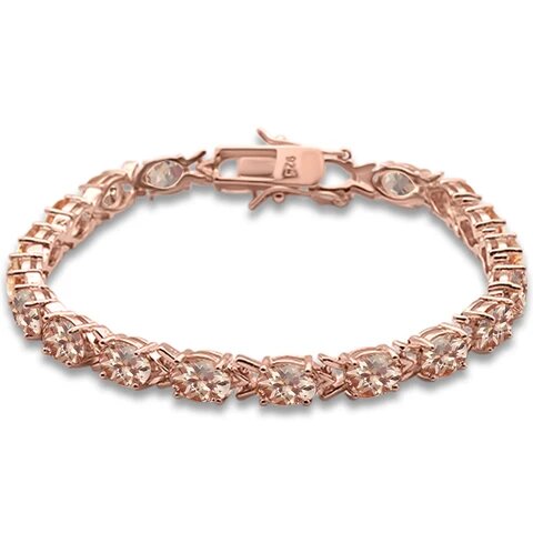 Sterling Silver Rose Gold Plated Oval Morganite Bracelet