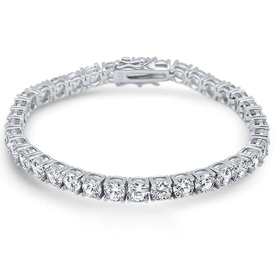 Sterling Silver 5mm Round Fine Cz Bracelet