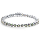 Sterling Silver Rainbow Topaz Heart Cz Gemstone Bracelet