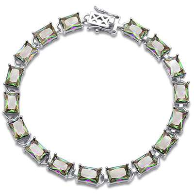 Sterling Silver 17.50CT Radiant Cut Rainbow Topaz Bracelet