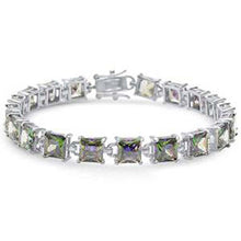Load image into Gallery viewer, Sterling Silver 24CT Princess Cut Rainbow Topaz Bracelet