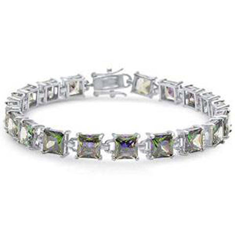 Sterling Silver 24CT Princess Cut Rainbow Topaz Bracelet