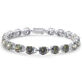 Sterling Silver 16.5CT Round Rainbow Topaz Bracelet