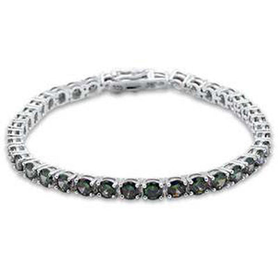 Sterling Silver 4.5mm Round 14.5CT Rainbow Topaz Bracelet
