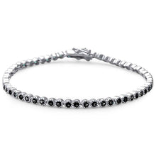 Load image into Gallery viewer, Sterling Silver Elegant 7&quot;  Round Black Onyx Tennis Bracelet, Length 7&quot;