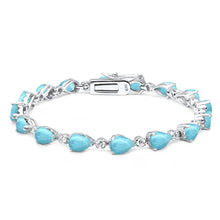Load image into Gallery viewer, Sterling Silver Pear Cut Larimar Bracelet
