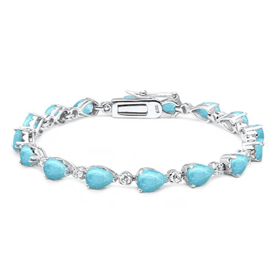 Sterling Silver Pear Cut Larimar Bracelet