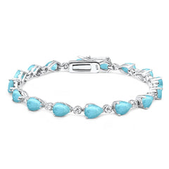Sterling Silver Pear Cut Larimar Bracelet