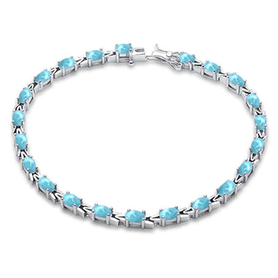 Sterling Silver Oval Larimar Bracelet