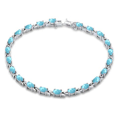 Sterling Silver Oval Larimar Bracelet