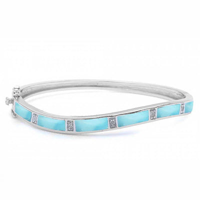 Sterling Silver Natural Larimar Bangle Bracelet