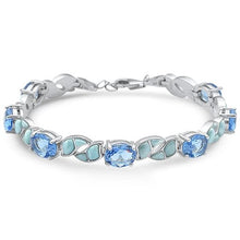 Load image into Gallery viewer, Sterling Silver Natural Larimar Oval Tanzanite Bracelet