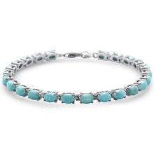 Load image into Gallery viewer, Sterling Silver Natural Larimar Oval Shape Fire Bracelet