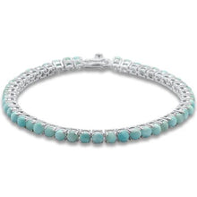 Load image into Gallery viewer, Sterling Silver 4MM Round Natural Larimar Bracelet