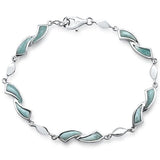 Sterling Silver Natural Larimar Bracelet