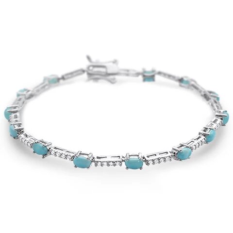 Sterling Silver New Natural Larimar Bracelet