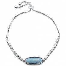 Load image into Gallery viewer, Sterling Silver Adjustable Larimar Bar Bracelet