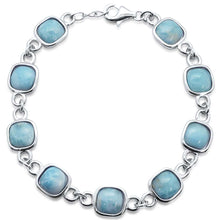 Load image into Gallery viewer, Sterling Silver Cushion Cut Natural Larimar Bracelet