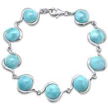 Load image into Gallery viewer, Sterling Silver New Round Natural Larimar Design Bracelet