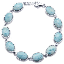 Load image into Gallery viewer, Sterling Silver Oval Cut Natural Larimar Bracelet