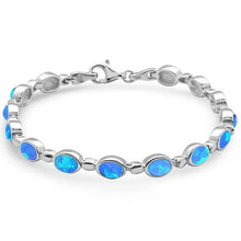 Load image into Gallery viewer, Sterling Silver Oval Shape Blue Opal Bracelet