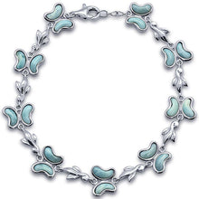 Load image into Gallery viewer, Sterling Silver Butterfly Charm Natural Larimar Bracelet