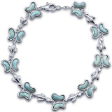 Sterling Silver Butterfly Charm Natural Larimar Bracelet