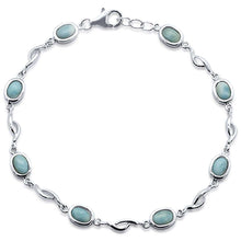 Load image into Gallery viewer, Sterling Silver Oval Natural Larimar Bracelet