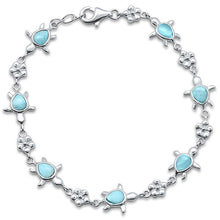 Load image into Gallery viewer, Sterling Silver Natural Larimar Turtles Bracelet