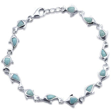 Load image into Gallery viewer, Sterling Silver Natural Larimar Dolphin Charm Bracelet