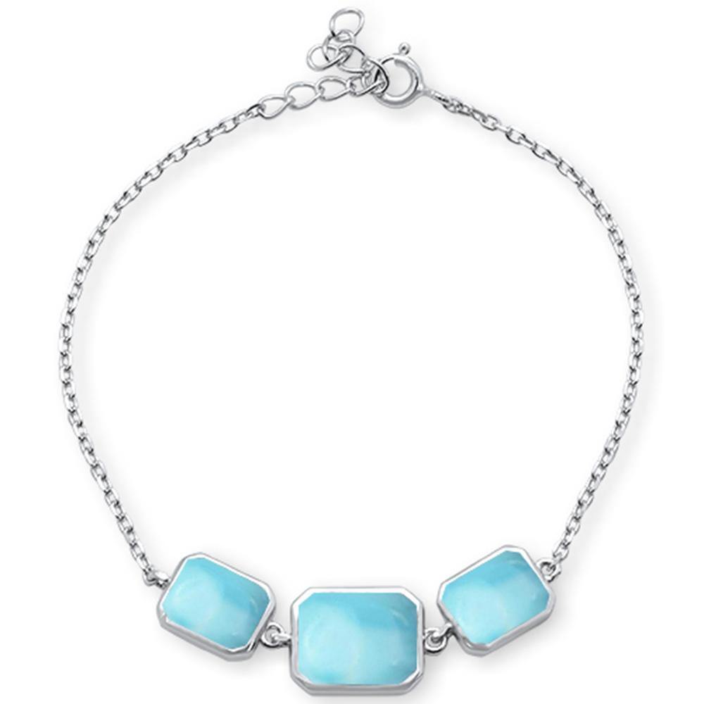 Sterling Silver Natural Larimar Bracelet - silverdepot