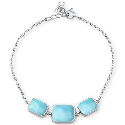 Sterling Silver Natural Larimar Bracelet - silverdepot